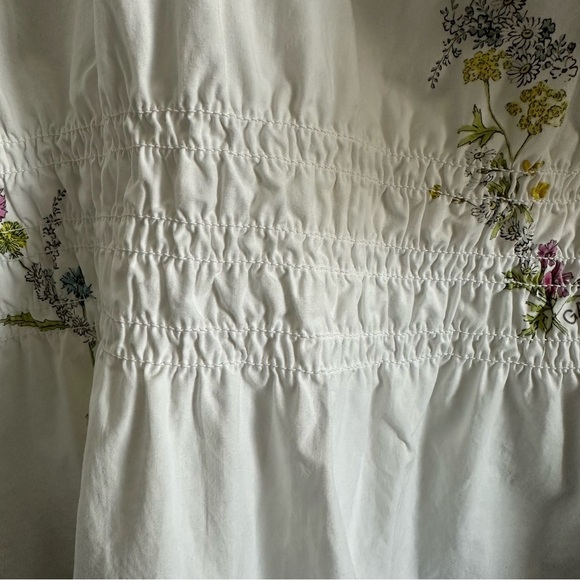 GANNI printed poplin puff sleeve V neck women’s blouse - Picture 7 of 12